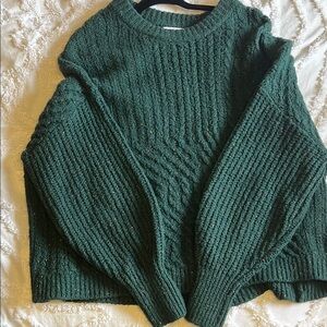Forest Green Chunky Knit Crew Neck Sweater
